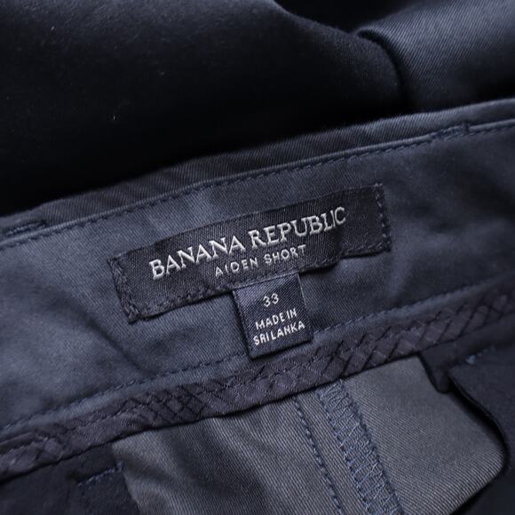 BANANA REPUBLIC Aiden Chino Shorts Black Cotton Slim Fit Casual Men's 33 - Picture 7 of 8